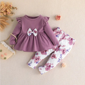 Mini Fashion™ - Babyoutfit för flickor med rosett i polyester
