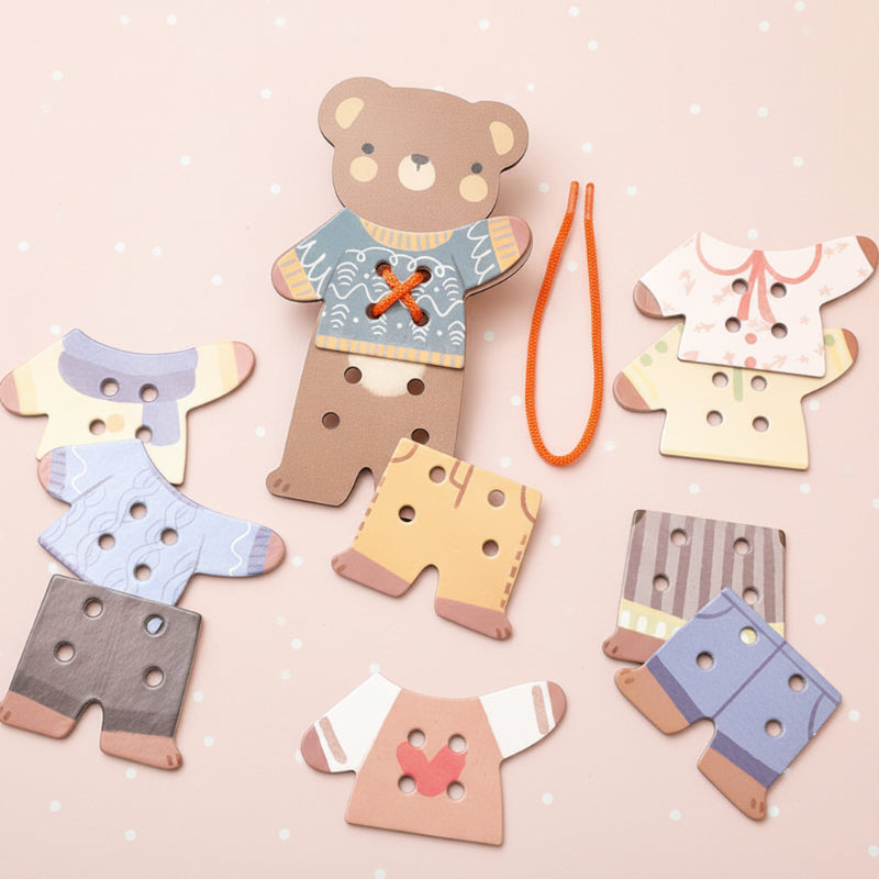 ThreadBear – Söt & pedagogisk – Montessori-trädleksak Björn