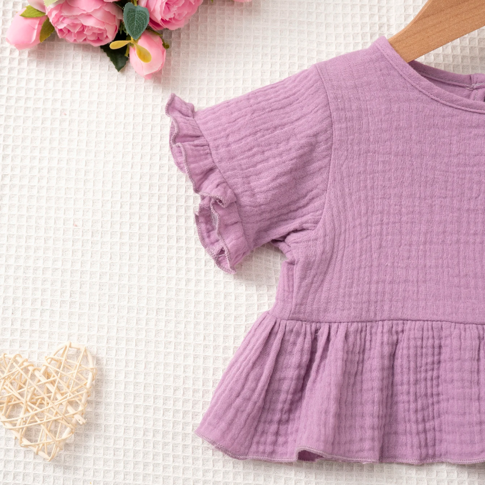SoftCharm – Elegant och bekvämt – Set för flickor med volangtröja och långbyxor
