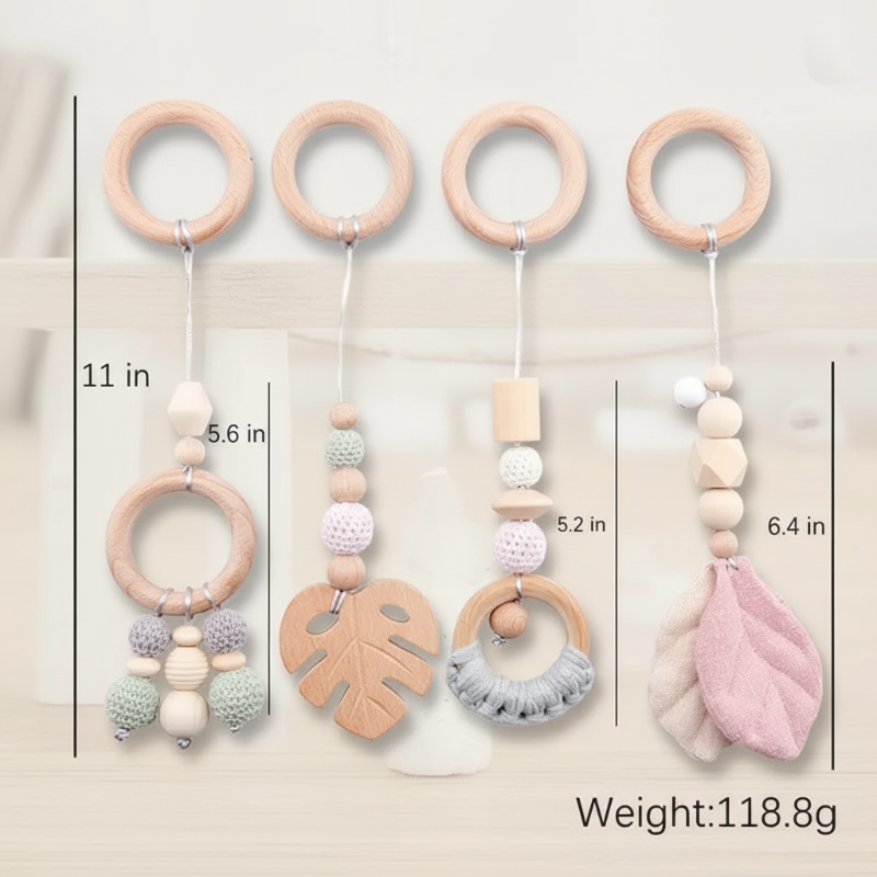 Wooden Baby Rattle Toy – Sensorisk & säker – Babygym