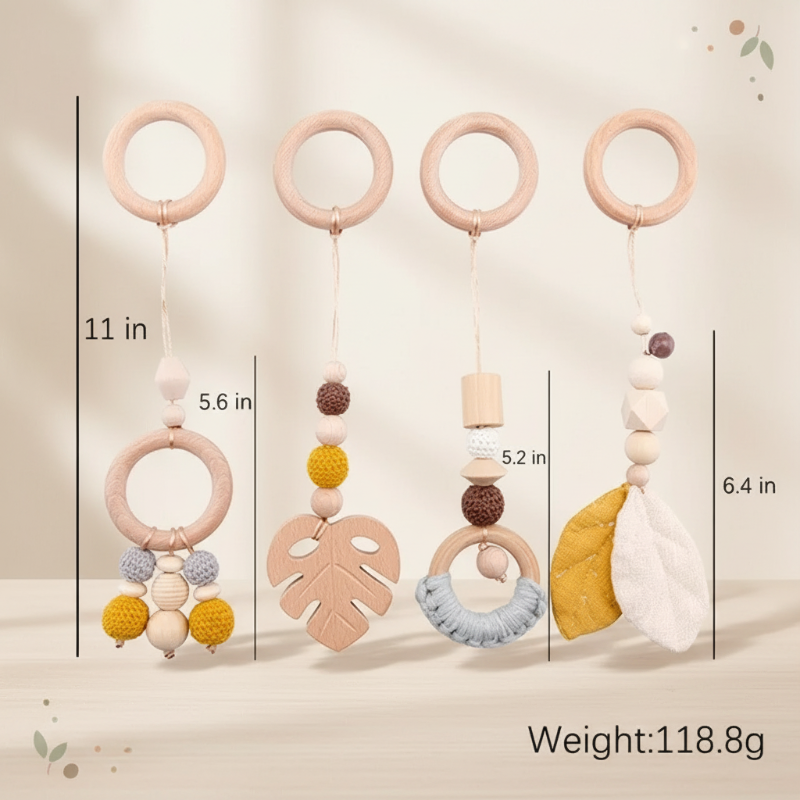 Wooden Baby Rattle Toy – Sensorisk & säker – Babygym