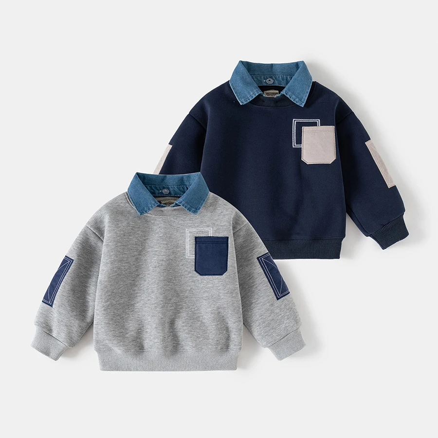 CoolJunior – Varm och stilfull – Tröja för pojkar med jeanskrage