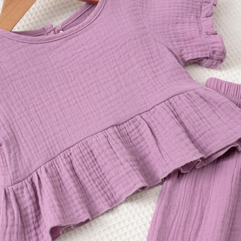 SoftCharm – Elegant och bekvämt – Set för flickor med volangtröja och långbyxor