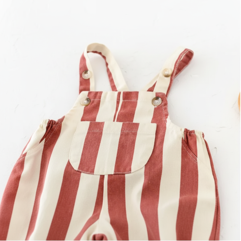 Striped Overall Romper – Mjuk & bekväm – Jumpsuit för barn