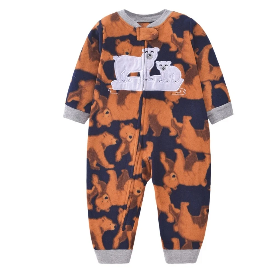 WarmBuddy – Söt & mjuk – Babyoverall i fleece med seriefigurmotiv