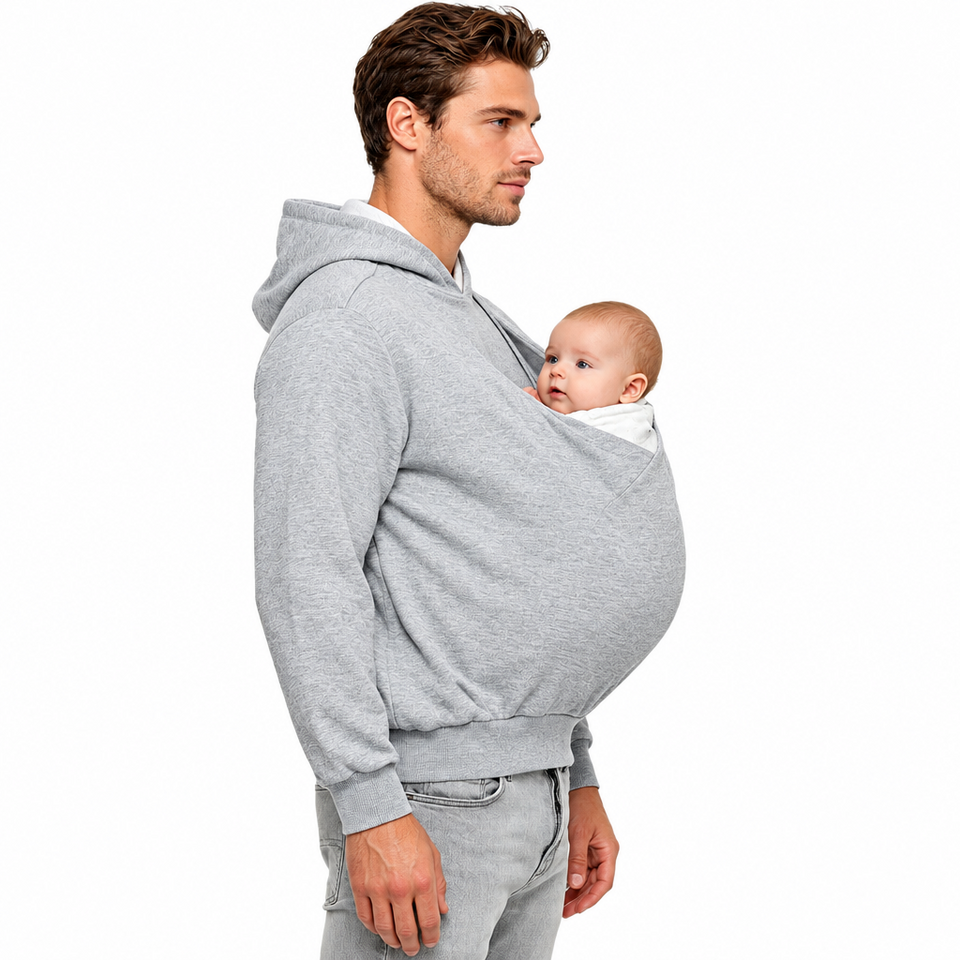 CuddleDad – Bekväm och praktisk – Hoodie för män med förvaringsficka