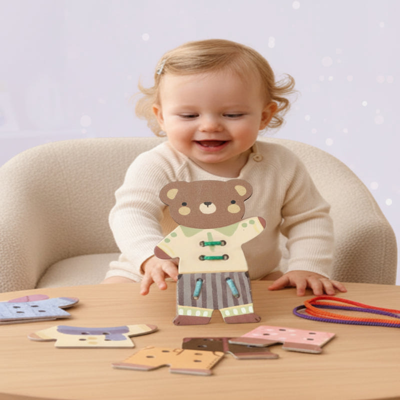 ThreadBear – Söt & pedagogisk – Montessori-trädleksak Björn