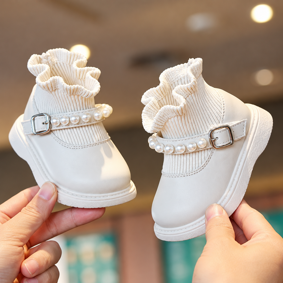 PearlCharm – Eleganta & söta – barnstövletter med pärldetaljer