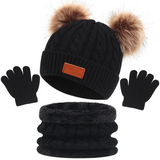 CozyPom – Varm & Mjuk - Vinterset med Mössa, Halsduk och Handskar
