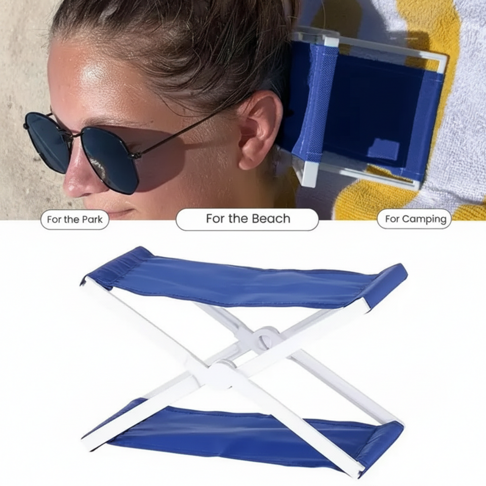 BeachNap – Bärbar och lätt – hopfällbart nackstöd för stranden och parken