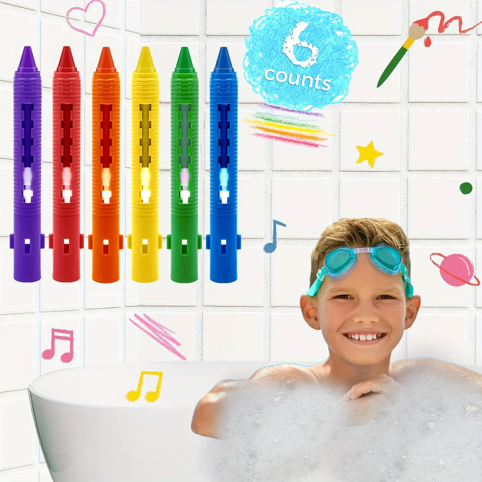 DoodleBath – Färgglatt & lekfullt – Set med 6 badkritor