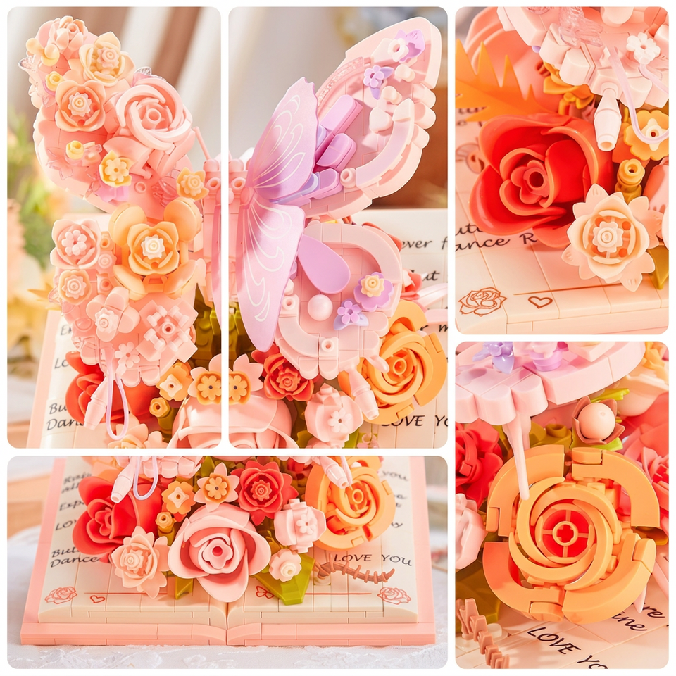 BloomBook – Romantiskt & kreativt – 3D-blombok med rosor och fjärilar