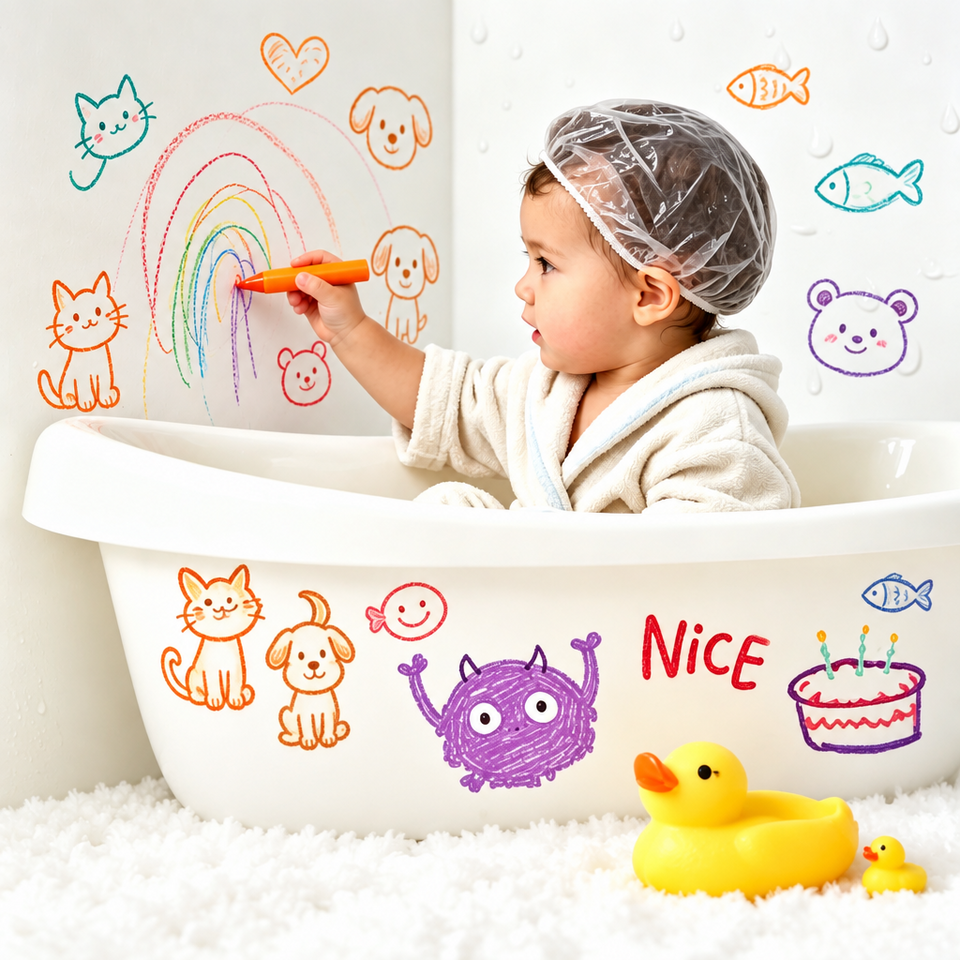 DoodleBath – Färgglatt & lekfullt – Set med 6 badkritor