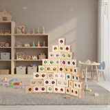 Rainbow Gem Stacking Blocks – Kreativt & lärorikt – Set med stapelklossar i trä