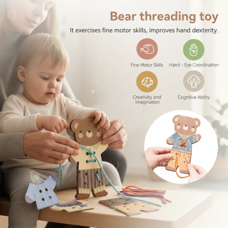 ThreadBear – Söt & pedagogisk – Montessori-trädleksak Björn