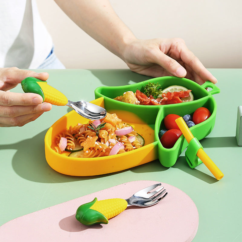 MiniMeal – Säker & halksäker – Silikonbordsset med bestick för småbarn