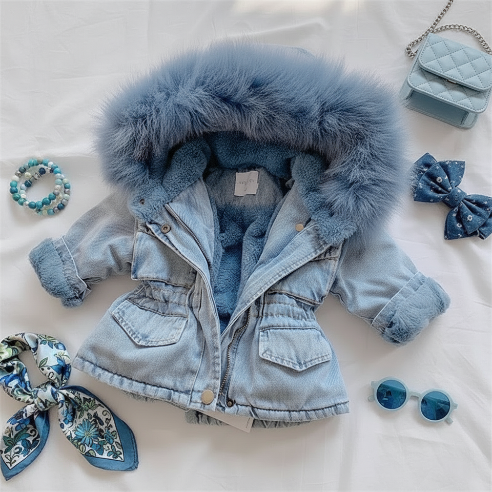 FurDream – Denim Look – Vinterjacka med huva