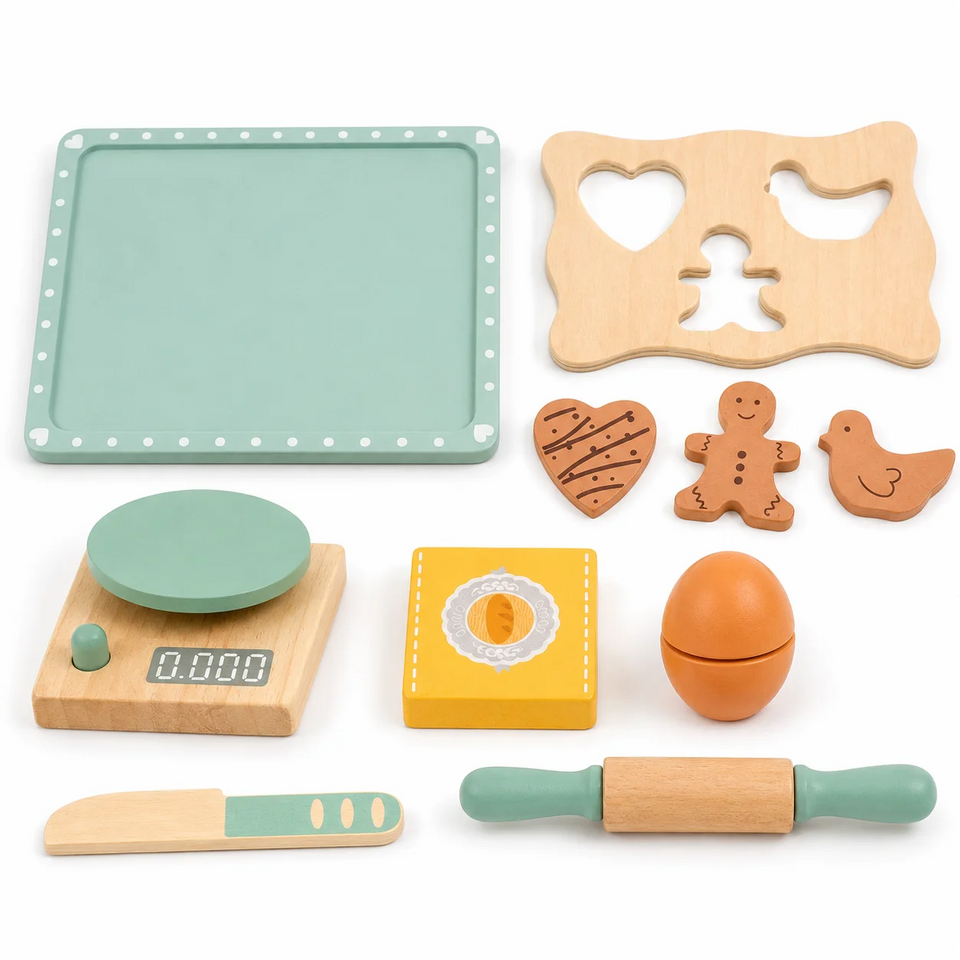 BakeBuddy – Kreativt & pedagogiskt – Leksaksset i trä för bakning