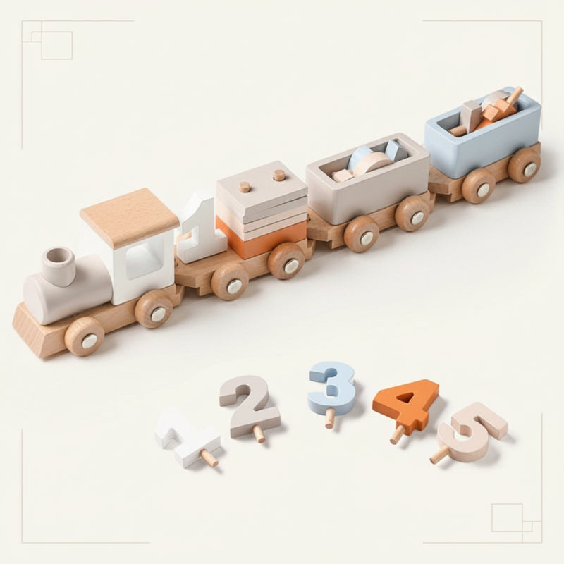 TrainCount –  Klassiskt & pedagogiskt – Trätåg från Montessori