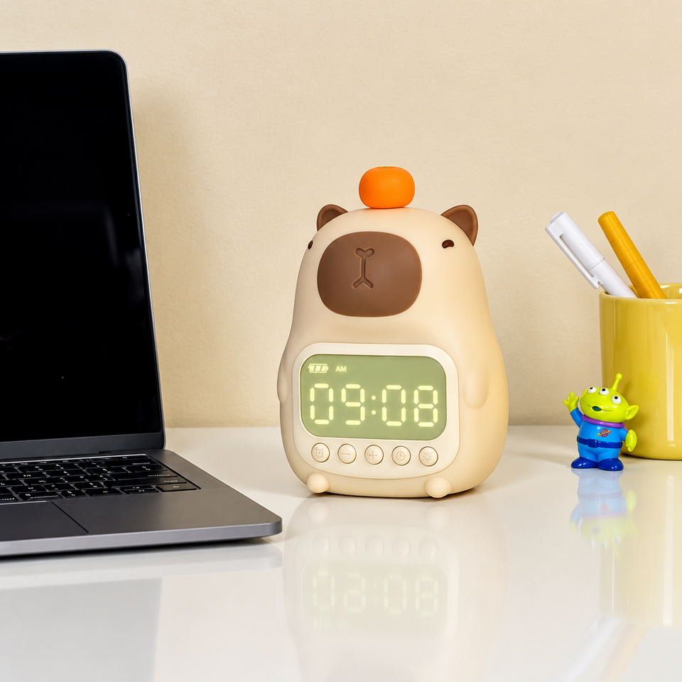CappyClock – Söt & mångsidig – digital väckarklocka för barn med nattlampa