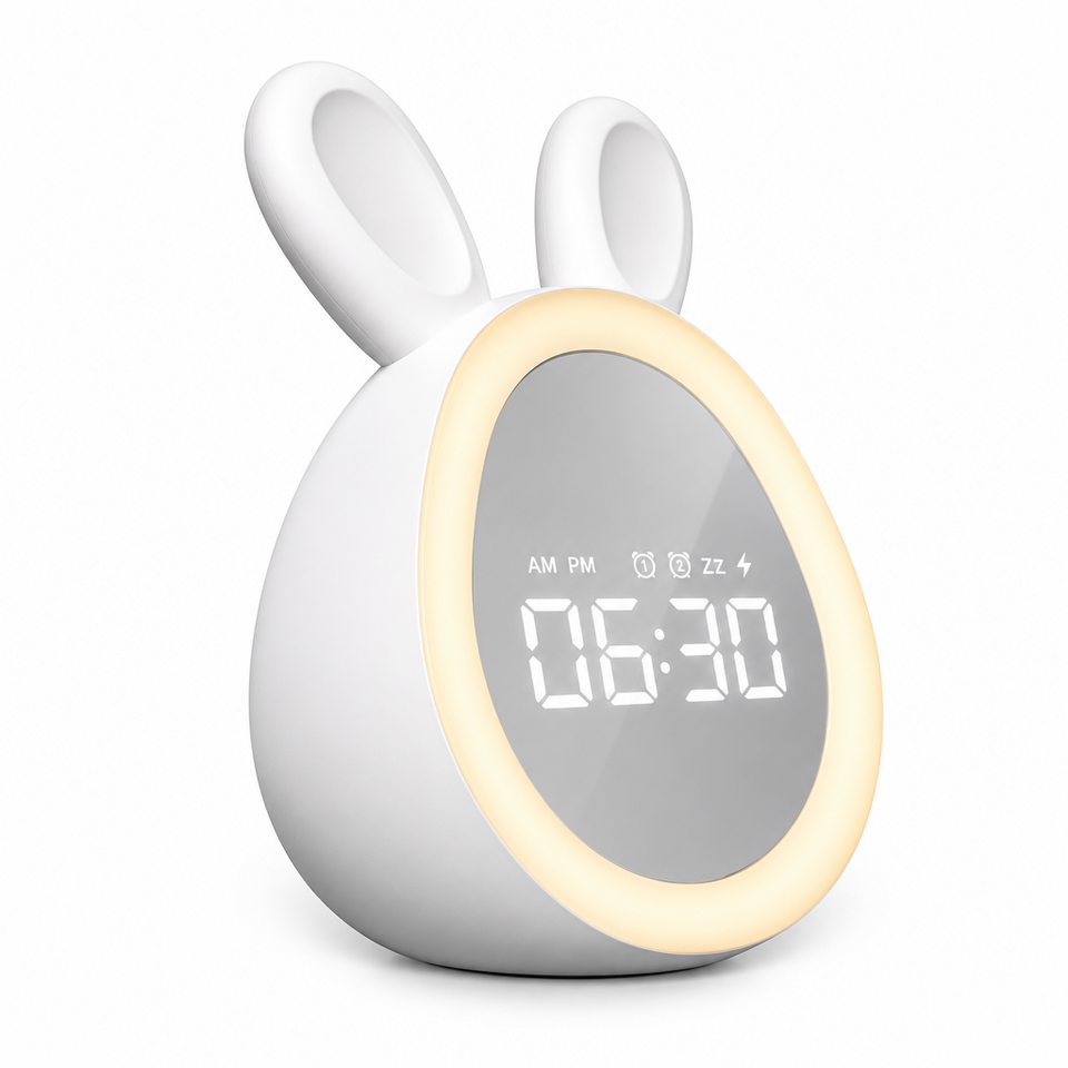 BunnyGlow – Söt & praktisk – digital väckarklocka för barn med nattlampa