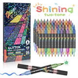 ArtShine – Färgglatt & glittrande – Set med dubbelsidiga glitter- och självlysande pennor