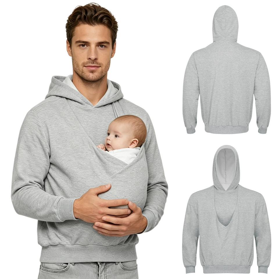 CuddleDad – Bekväm och praktisk – Hoodie för män med förvaringsficka