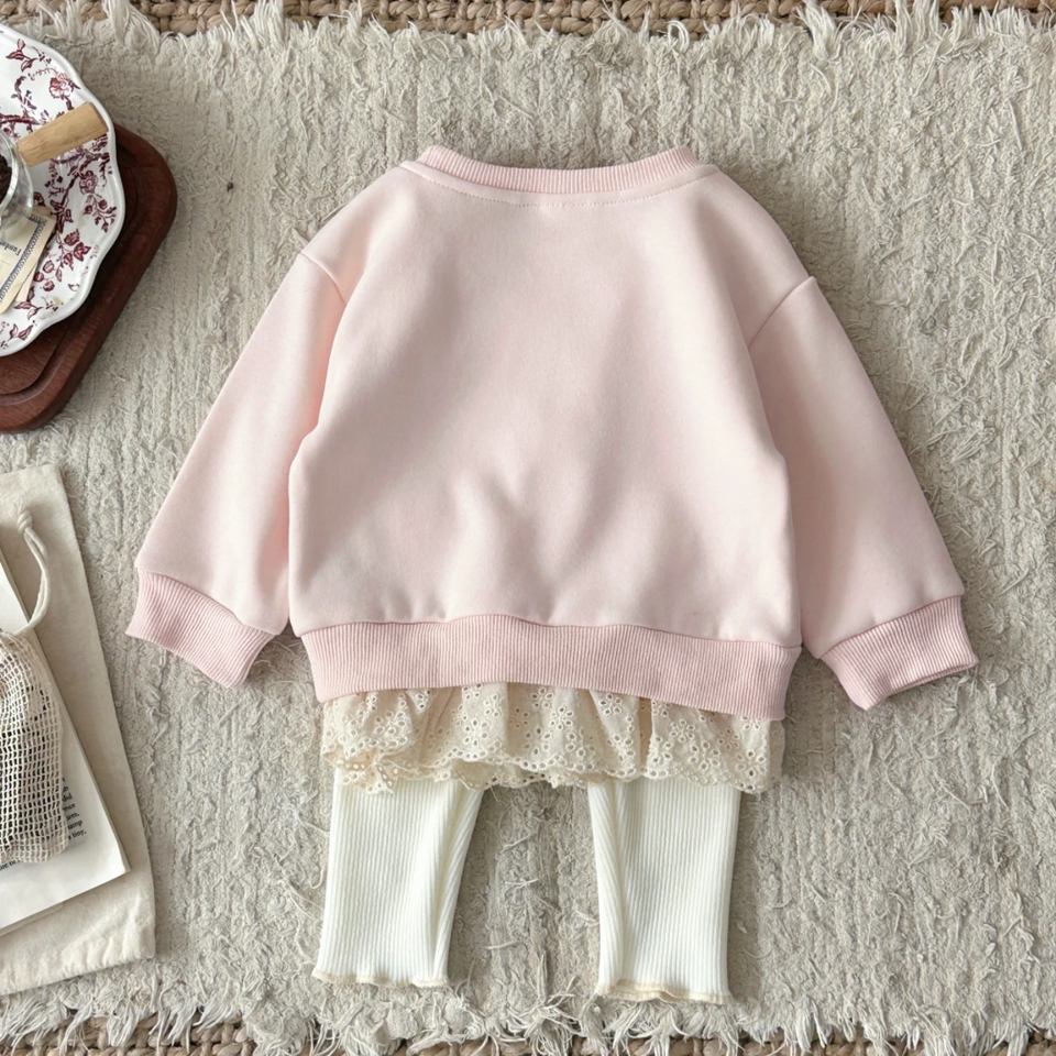 LittleAngel – Mjukt & elegant – Babyset med tröja och byxor med resår