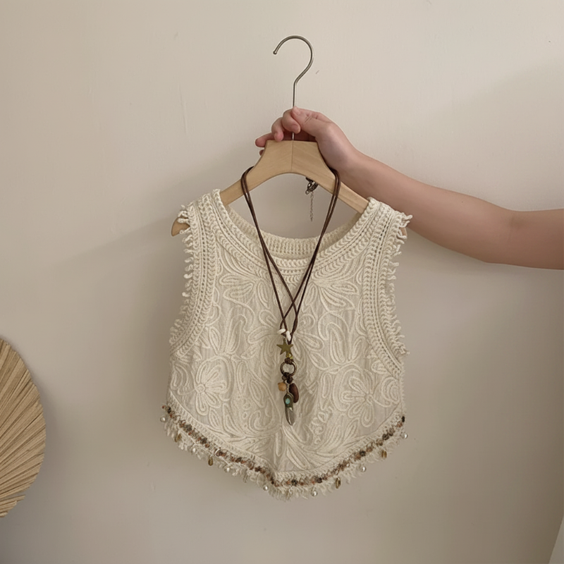 TinyTrends – Boho Chic & Sött – Virkad topp med rutig kjol