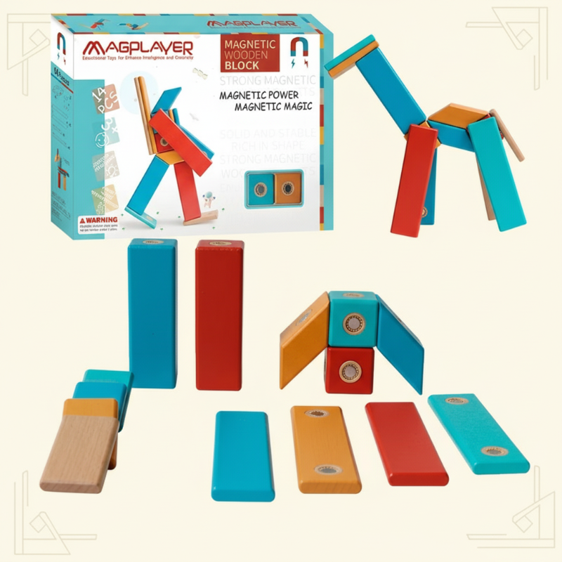 MagPlayer – Kreativt & Motorik – DIY Trämagnetiska byggklossar