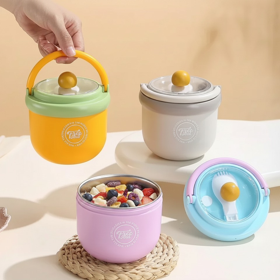 MealMate – Praktisk & isolerad – Lunchskål i rostfritt stål med sked