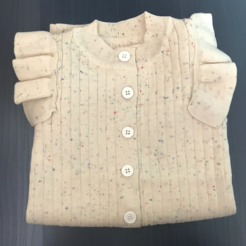 MiniAurora – Mjukt & elegant – Stickad babyoverall med änglavingar och hårband