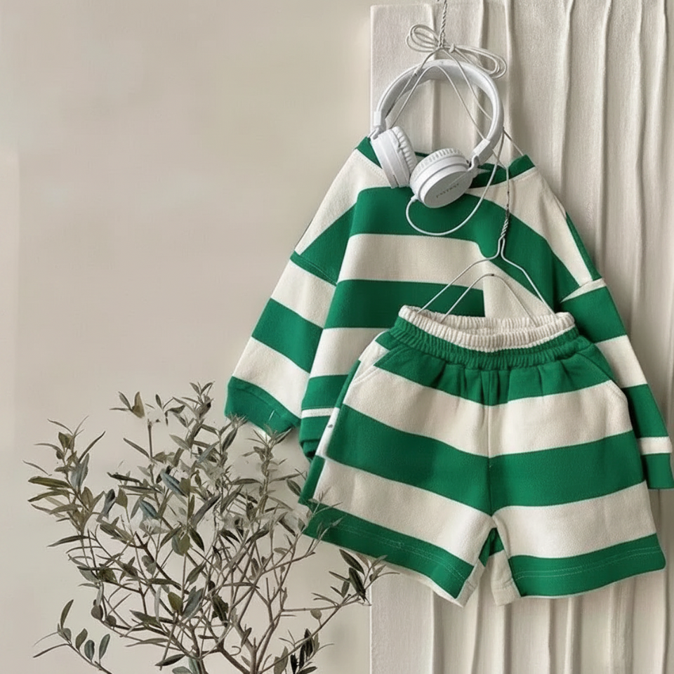 LittleStyle – Mjukt och bekvämt – Randigt Comfy-set i bomull
