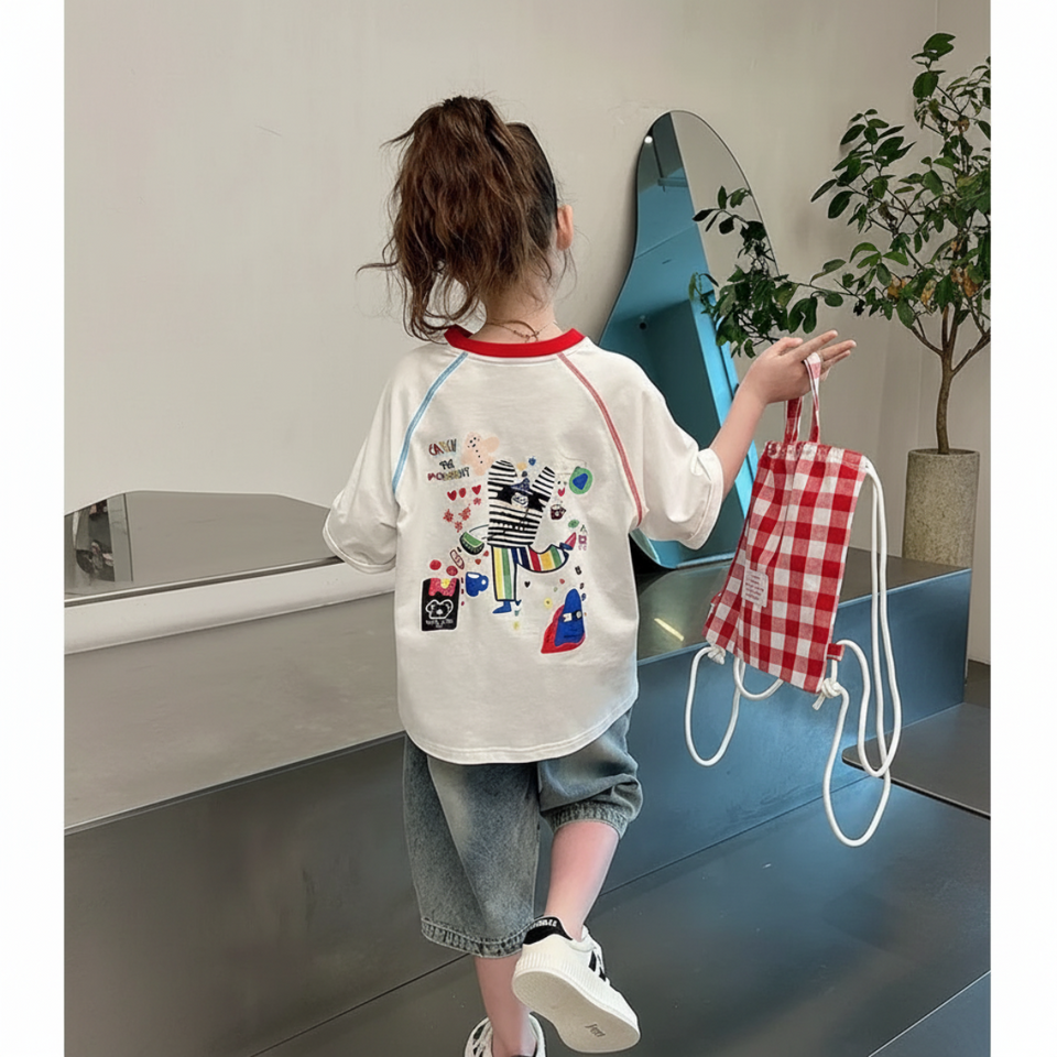 LittleVibe – Lek och kreativitet – T-shirt i stor storlek med färgglad illustration