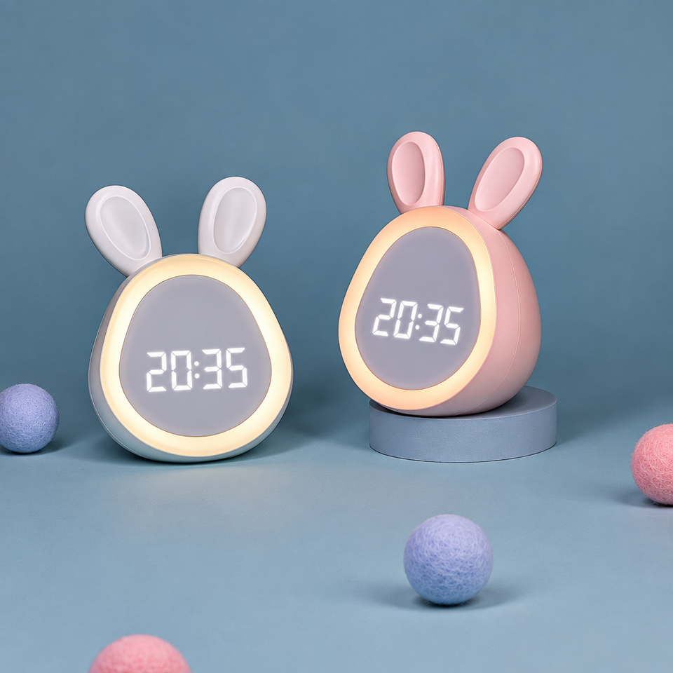 BunnyGlow – Söt & praktisk – digital väckarklocka för barn med nattlampa