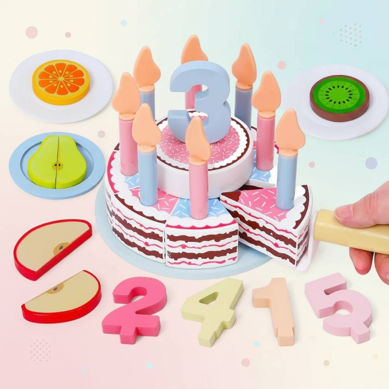 Wooden Cake Cutting Toy – Kreativitet & Rollspel – Trätårt