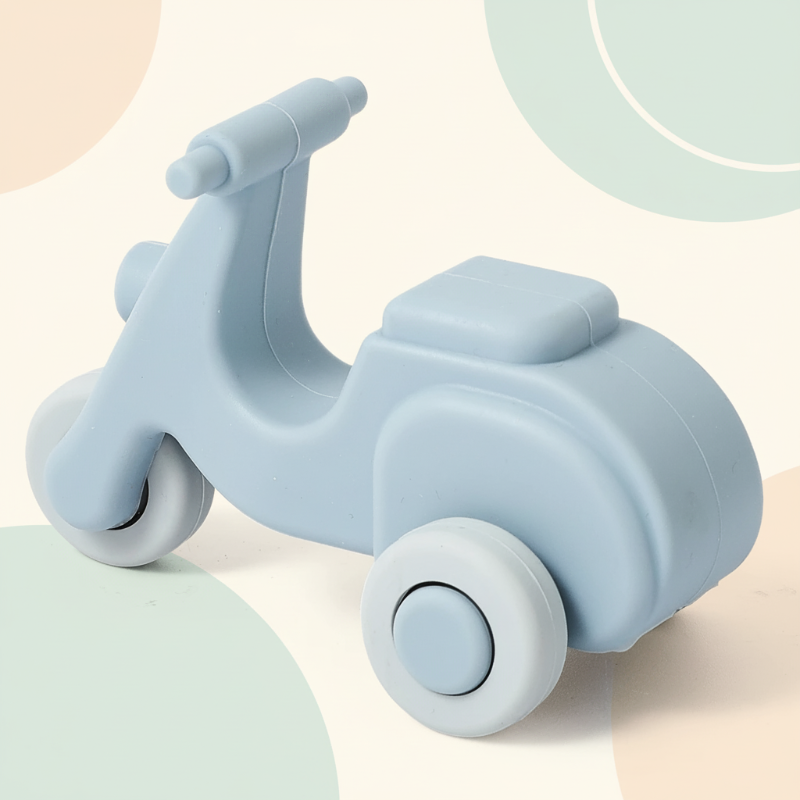 Montessori Silicone Toy Car – Säker & bettvänlig – Bittleksak i silikon i form av ett fordon