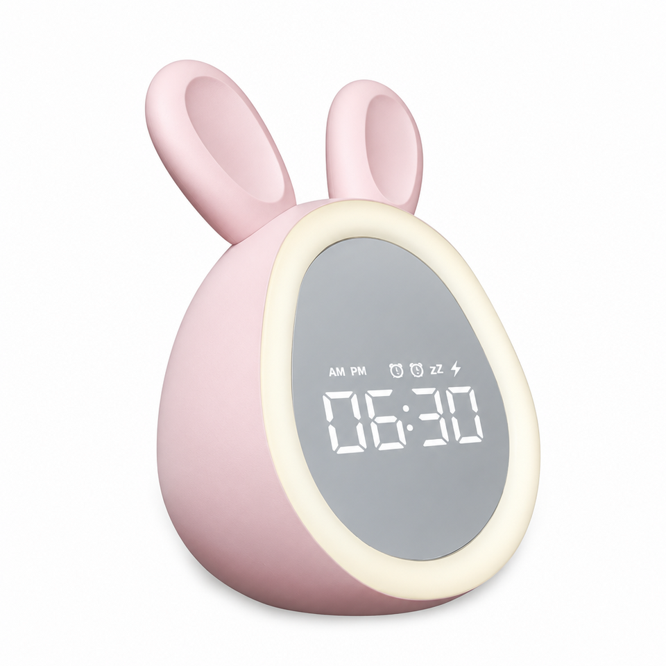 BunnyGlow – Söt & praktisk – digital väckarklocka för barn med nattlampa