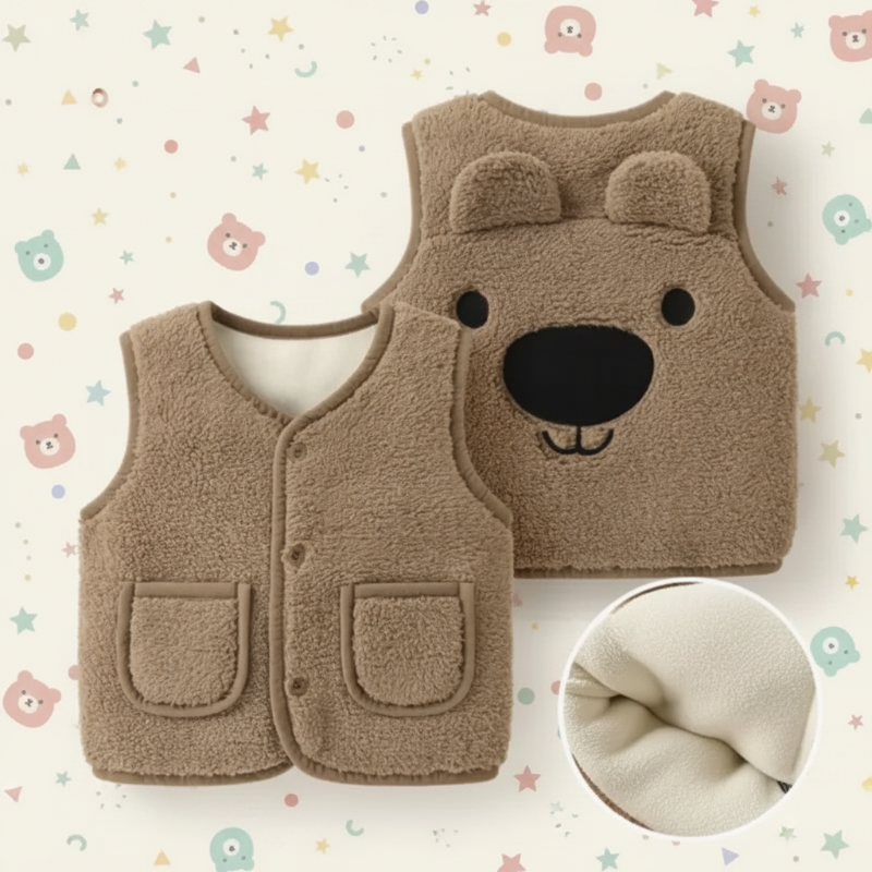 Baby Bear Fleece Vest – Varm och mjuk – Barnväst med björnmotiv