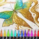 ArtShine – Färgglatt & glittrande – Set med dubbelsidiga glitter- och självlysande pennor