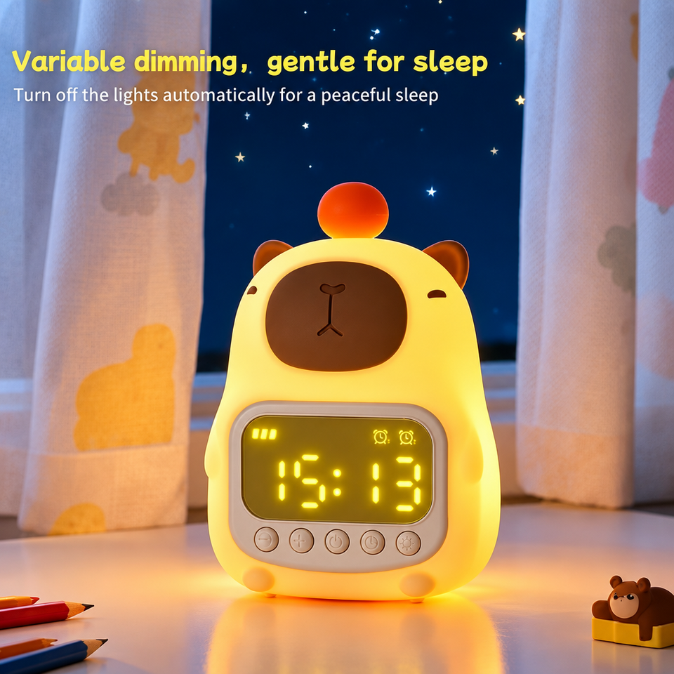 CappyClock – Söt & mångsidig – digital väckarklocka för barn med nattlampa