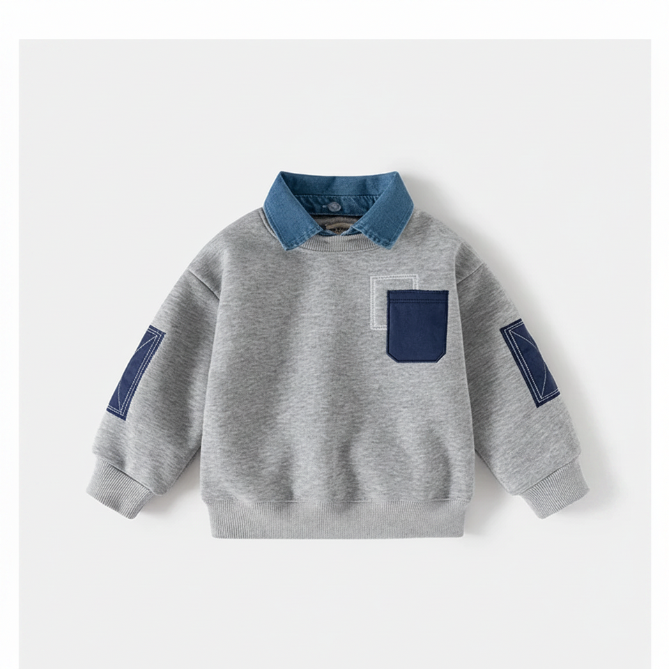 CoolJunior – Varm och stilfull – Tröja för pojkar med jeanskrage