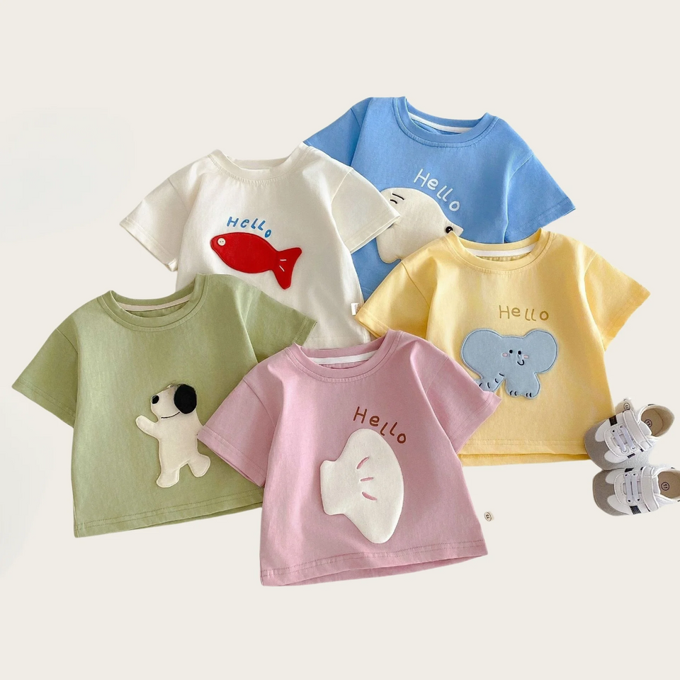 LittlePatch – Tecknad film & Roligt  – Barn-T-shirt med tecknade film-patchar