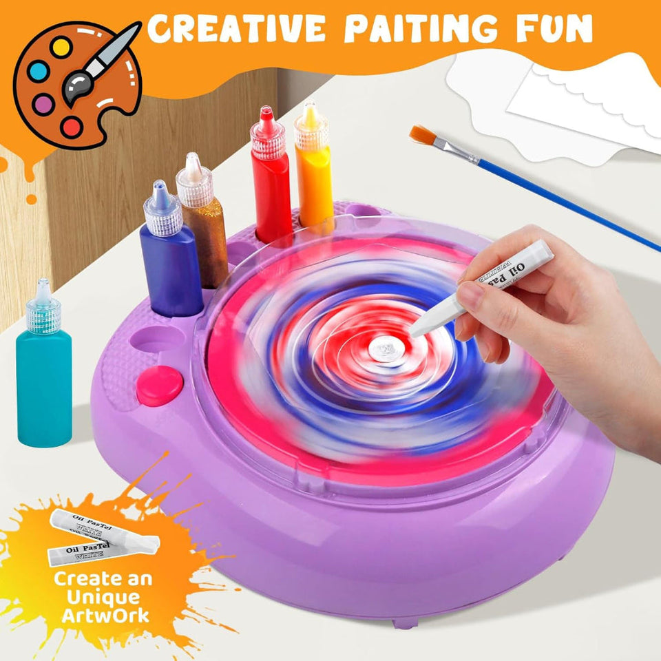 SpinArt – Kreativt & pedagogiskt – Gör-det-själv-målningsspinnmaskin