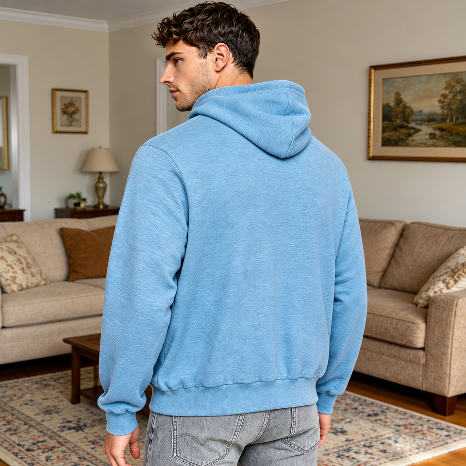CuddleDad – Bekväm och praktisk – Hoodie för män med förvaringsficka