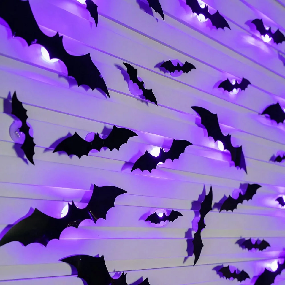 SpookyGlow – Läskigt & stämningsfullt – LED-väggdekoration med Halloween-fladdermus