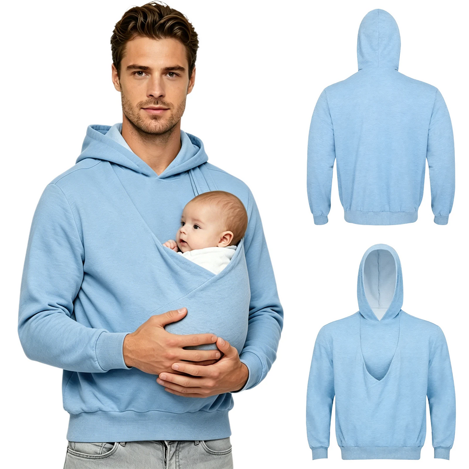 CuddleDad – Bekväm och praktisk – Hoodie för män med förvaringsficka