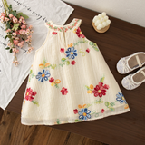 MiniFlora – Lätt och charmig – Broderad klänning för småflickor