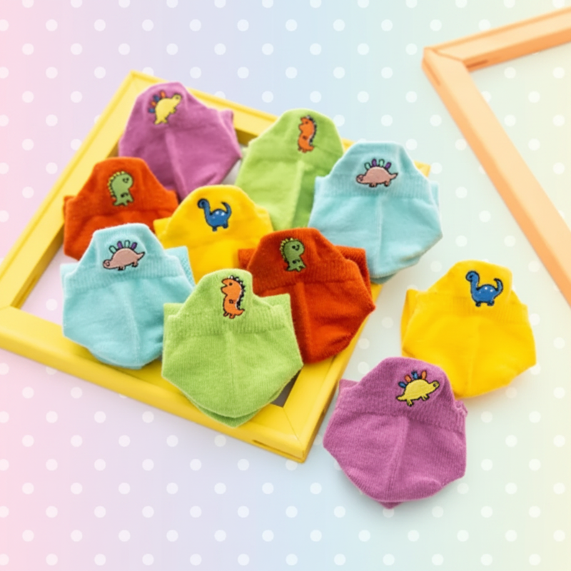 PlayfulToes – Färgglada & mjuka – korta barnstrumpor (5-pack)