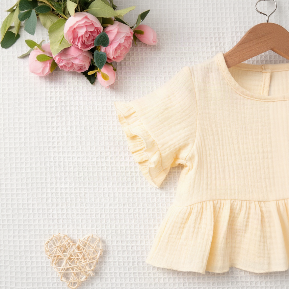 SoftCharm – Elegant och bekvämt – Set för flickor med volangtröja och långbyxor